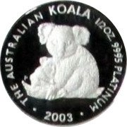 Australia 50 Dollars Mother and baby koala 2003 Proof KM# 928 THE AUSTRALIAN KOALA 1/2 OZ 9995 PLATINUM 2003 coin reverse Australia 50 Dollars Mother and baby koala 2003 Proof KM# 928 THE AUSTRALIAN KOALA 1/2 OZ 9995 PLATINUM 2003 coin reverse
