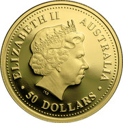 Australia 50 Dollars Platypus 2007 P Proof KM# 979 ELIZABETH II AUSTRALIA ∙50 DOLLARS∙ IRB coin obverse