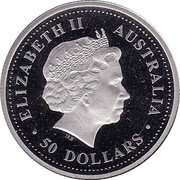 Australia 50 Dollars Red & Green Kangaroo Paw 2006 P Proof KM# 987 ELIZABETH II AUSTRALIA 50 DOLLARS IRB coin obverse Australia 50 Dollars Red & Green Kangaroo Paw 2006 P Proof KM# 987 ELIZABETH II AUSTRALIA 50 DOLLARS IRB coin obverse