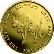 Australia 50 Dollars Two kangaroos hopping 2003 KM# 904 THE AUSTRALIAN NUGGET 1/2 OZ 9999 GOLD 2003 coin reverse Australia 50 Dollars Two kangaroos hopping 2003 KM# 904 THE AUSTRALIAN NUGGET 1/2 OZ 9999 GOLD 2003 coin reverse