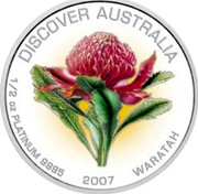 Australia 50 Dollars Waratah 2007 P Proof KM# 997 DISCOVER AUSTRALIA 1/2 OZ PLATINUM 9995 2007 WARATAH coin reverse