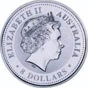 Australia 8 Dollars Year of the Monkey 2004 KM# 743 ELIZABETH II AUSTRALIA 8 DOLLARS IRB coin obverse Australia 8 Dollars Year of the Monkey 2004 KM# 743 ELIZABETH II AUSTRALIA 8 DOLLARS IRB coin obverse