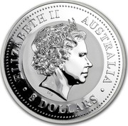 Australia 8 Dollars Year of the Rooster 2005 KM# 1023 ELIZABETH II AUSTRALIA 8 DOLLARS IRB coin obverse Australia 8 Dollars Year of the Rooster 2005 KM# 1023 ELIZABETH II AUSTRALIA 8 DOLLARS IRB coin obverse