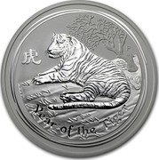 Australia 8 Dollars Year of the Tiger 2010 KM# 1371 YEAR OF THE TIGER P coin reverse