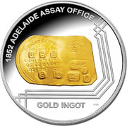 Australia One Dollar 1852 Adelaide Assay Office Gold Ingot 2009 Proof 1852 ADELAIDE ASSAY OFFICE GOLD INGOT 0706 coin reverse Australia One Dollar 1852 Adelaide Assay Office Gold Ingot 2009 Proof 1852 ADELAIDE ASSAY OFFICE GOLD INGOT 0706 coin reverse