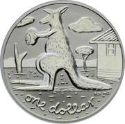 Australia One Dollar Kangaroo with ball 2008 KM# 1061 ONE DOLLAR coin reverse Australia One Dollar Kangaroo with ball 2008 KM# 1061 ONE DOLLAR coin reverse