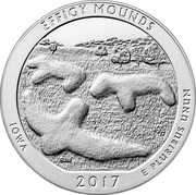 USA Quarter Dollar America the Beautiful - Effigy Mounds 2017 Specimen KM# 662 EFFIGY MOUNDS IOWA E PLURIBUS UNUM 2017 R&M RG coin reverse USA Quarter Dollar America the Beautiful - Effigy Mounds 2017 Specimen KM# 662 EFFIGY MOUNDS IOWA E PLURIBUS UNUM 2017 R&M RG coin reverse