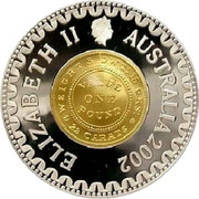 Australia Ten Dollars Adelaide Pound 2002 KM# 661 ELIZABETH II AUSTRALIA 2002 WEIGHTS DWT: 15 GRS: VALUE ONE POUND 22 CARATS coin obverse Australia Ten Dollars Adelaide Pound 2002 KM# 661 ELIZABETH II AUSTRALIA 2002 WEIGHTS DWT: 15 GRS: VALUE ONE POUND 22 CARATS coin obverse