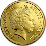 Australia Ten Dollars Kangaroo right on rocks 2010 P Proof KM# 1763 ELIZABETH II AUSTRALIA 2010 IRB coin obverse Australia Ten Dollars Kangaroo right on rocks 2010 P Proof KM# 1763 ELIZABETH II AUSTRALIA 2010 IRB coin obverse