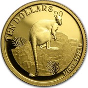 Australia Ten Dollars Kangaroo right on rocks 2010 P Proof KM# 1763 TEN DOLLARS 1/10 OZ. 9999 AU coin reverse Australia Ten Dollars Kangaroo right on rocks 2010 P Proof KM# 1763 TEN DOLLARS 1/10 OZ. 9999 AU coin reverse