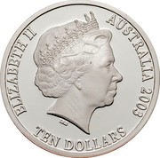 Australia Ten Dollars Standing Kangaroo 2003 KM# 766 ELIZABETH II AUSTALIA 2003 TEN DOLLARS IRB coin obverse Australia Ten Dollars Standing Kangaroo 2003 KM# 766 ELIZABETH II AUSTALIA 2003 TEN DOLLARS IRB coin obverse