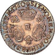 France 1/10 ECU Louis XIV 1710 Back to back C’s KM# 379.25 SIT NOMEN DOMINI BENEDICTVM 1710 coin reverse France 1/10 ECU Louis XIV 1710 Back to back C’s KM# 379.25 SIT NOMEN DOMINI BENEDICTVM 1710 coin reverse