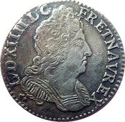 France 1/10 ECU Louis XIV 1710 H KM# 379.7 LVD XIIII D G FR ET NAV REX coin obverse France 1/10 ECU Louis XIV 1710 H KM# 379.7 LVD XIIII D G FR ET NAV REX coin obverse