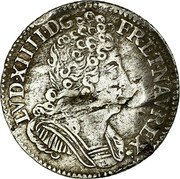 France 1/10 ECU Louis XIV 1710 S KM# 379.16 LVD XIIII D G FR ET NAV REX coin obverse France 1/10 ECU Louis XIV 1710 S KM# 379.16 LVD XIIII D G FR ET NAV REX coin obverse