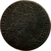 France 1/10 ECU Louis XIV 1711 D KM# 379.4 LVD XIIII D G FR ET NAV REX coin obverse France 1/10 ECU Louis XIV 1711 D KM# 379.4 LVD XIIII D G FR ET NAV REX coin obverse