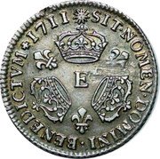 France 1/10 ECU Louis XIV 1711 E KM# 379.5 SIT NOMEN DOMINI BENEDICTVM 1713 E coin reverse France 1/10 ECU Louis XIV 1711 E KM# 379.5 SIT NOMEN DOMINI BENEDICTVM 1713 E coin reverse