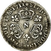 France 1/10 ECU Louis XIV 1711 N KM# 379.12 SIT NOMEN DOMINI BENEDICTVM 1711 N coin reverse