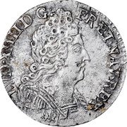 France 1/10 ECU Louis XIV 1714 T KM# 379.17 LVD XIIII D G FR ET NAV REX coin obverse France 1/10 ECU Louis XIV 1714 T KM# 379.17 LVD XIIII D G FR ET NAV REX coin obverse