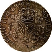 France 1/2 ECU (36 Sols = 6 Deniers) Louis XIV 1709 S KM# 382.16 SIT NOMEN DOMINI BENEDICTVM S 1709 coin reverse France 1/2 ECU (36 Sols = 6 Deniers) Louis XIV 1709 S KM# 382.16 SIT NOMEN DOMINI BENEDICTVM S 1709 coin reverse