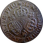 France 1/2 ECU (36 Sols, 6 Deniers) Louis XIV 1710 Numeral 9 KM# 382.23 SIT NOMEN DOMINI BENEDICTVM 9 1710 coin reverse France 1/2 ECU (36 Sols, 6 Deniers) Louis XIV 1710 Numeral 9 KM# 382.23 SIT NOMEN DOMINI BENEDICTVM 9 1710 coin reverse