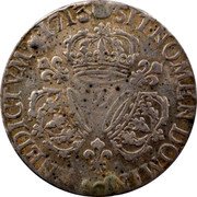 France 1/2 ECU (36 Sols, 6 Deniers) Louis XIV 1713 Z KM# 382.22 SIT NOMEN DOMINI BENEDICTVM 1713 Z coin reverse France 1/2 ECU (36 Sols, 6 Deniers) Louis XIV 1713 Z KM# 382.22 SIT NOMEN DOMINI BENEDICTVM 1713 Z coin reverse