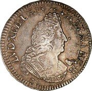 France 1/2 ECU (40 Sols) Louis XIV 1704 Cow KM# 357 LVD XIIII D G FR ET NA RE BD coin obverse France 1/2 ECU (40 Sols) Louis XIV 1704 Cow KM# 357 LVD XIIII D G FR ET NA RE BD coin obverse