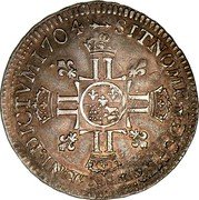 France 1/2 ECU (40 Sols) Louis XIV 1704 Cow KM# 357 SIT NOMEN DOMINI BENEDICTVM 1704 coin reverse France 1/2 ECU (40 Sols) Louis XIV 1704 Cow KM# 357 SIT NOMEN DOMINI BENEDICTVM 1704 coin reverse
