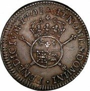 France 1/2 ECU (43 Sols) Louis XIV 1701 Cow KM# 327 SIT NOMEN DOMINI BENEDICTVM 1701 coin reverse