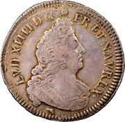France 1/2 ECU (43 Sols) Louis XIV 1701 D KM# 326.1 LVD XIIII D G FR ET NAV REX coin obverse France 1/2 ECU (43 Sols) Louis XIV 1701 D KM# 326.1 LVD XIIII D G FR ET NAV REX coin obverse