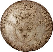 France 1/2 ECU (43 Sols) Louis XIV 1702 A KM# 325.1 SIT NOMEN DOMINI BENEDICTVM 1702 A coin reverse France 1/2 ECU (43 Sols) Louis XIV 1702 A KM# 325.1 SIT NOMEN DOMINI BENEDICTVM 1702 A coin reverse