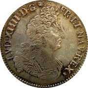 France 1/2 ECU (43 Sols) Louis XIV 1702 B KM# 325.3 LVD XIIII D G FR ET NAV REX coin obverse France 1/2 ECU (43 Sols) Louis XIV 1702 B KM# 325.3 LVD XIIII D G FR ET NAV REX coin obverse