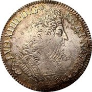 France 1/2 ECU (43 Sols) Louis XIV 1702 E KM# 325.6 LVD XIIII D G FR ET NAV REX coin obverse France 1/2 ECU (43 Sols) Louis XIV 1702 E KM# 325.6 LVD XIIII D G FR ET NAV REX coin obverse