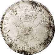 France 1/2 ECU (43 Sols) Louis XIV 1702 M KM# 325.12 SIT NOMEN DOMINI BENEDICTVM 1701 M coin reverse France 1/2 ECU (43 Sols) Louis XIV 1702 M KM# 325.12 SIT NOMEN DOMINI BENEDICTVM 1701 M coin reverse