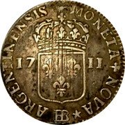 France 1/2 ECU (44 Sols) Louis XIV 1711 BB KM# 409.2 MONETA NOVA BB ARGENTINENSIS 17 09 coin reverse France 1/2 ECU (44 Sols) Louis XIV 1711 BB KM# 409.2 MONETA NOVA BB ARGENTINENSIS 17 09 coin reverse