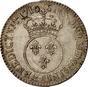 France 1/2 ECU (44 Sols) Louis XV 1716 A KM# 420.1 SIT NOMEN DOMINI BENEDICTVM 1716 A coin reverse France 1/2 ECU (44 Sols) Louis XV 1716 A KM# 420.1 SIT NOMEN DOMINI BENEDICTVM 1716 A coin reverse