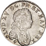 France 1/2 ECU (44 Sols) Louis XV 1716 H KM# 420.8 LVD XV D G FR ET NAV REX coin obverse