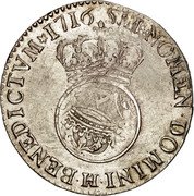 France 1/2 ECU (44 Sols) Louis XV 1716 H KM# 420.8 SIT NOMEN DOMINI BENEDICTVM 1716 H coin reverse