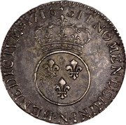 France 1/2 ECU (44 Sols) Louis XV 1716 N KM# 420.13 SIT NOMEN DOMINI BENEDICTVM 1716 N coin reverse France 1/2 ECU (44 Sols) Louis XV 1716 N KM# 420.13 SIT NOMEN DOMINI BENEDICTVM 1716 N coin reverse