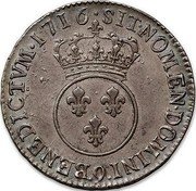 France 1/2 ECU (44 Sols) Louis XV 1716 Numeral 9 KM# 420.22 SIT NOMEN DOMINI 9 BENEDICTVM 1716 coin reverse France 1/2 ECU (44 Sols) Louis XV 1716 Numeral 9 KM# 420.22 SIT NOMEN DOMINI 9 BENEDICTVM 1716 coin reverse