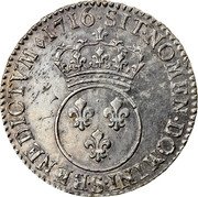 France 1/2 ECU (44 Sols) Louis XV 1716 S KM# 420.16 SIT NOMEN DOMINI BENEDICTVM 1716 S coin reverse France 1/2 ECU (44 Sols) Louis XV 1716 S KM# 420.16 SIT NOMEN DOMINI BENEDICTVM 1716 S coin reverse