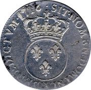 France 1/2 ECU (44 Sols) Louis XV 1716 W KM# 420.19 SIT NOMEN DOMINI BENEDICTVM 1716 W coin reverse France 1/2 ECU (44 Sols) Louis XV 1716 W KM# 420.19 SIT NOMEN DOMINI BENEDICTVM 1716 W coin reverse