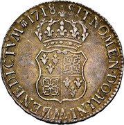 France 1/2 ECU (44 Sols) Louis XV 1718 AA KM# 434.1 SIT NOMEN DOMINI AA BENEDICTVM 1718 coin reverse
