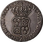 France 1/2 ECU (44 Sols) Louis XV 1718 Z KM# 434.12 SIT NOMEN DOMINI Z BENEDICTVM 1718 coin reverse France 1/2 ECU (44 Sols) Louis XV 1718 Z KM# 434.12 SIT NOMEN DOMINI Z BENEDICTVM 1718 coin reverse