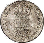 France 1/2 ECU (44 Sols) Louis XV 1719 K KM# 434.4 SIT NOMEN DOMINI K BENEDICTVM 1719 coin reverse France 1/2 ECU (44 Sols) Louis XV 1719 K KM# 434.4 SIT NOMEN DOMINI K BENEDICTVM 1719 coin reverse
