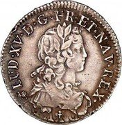 France 1/2 ECU (44 Sols) Louis XV 1721 T KM# 465.11 LUD XV D G FR ET NAV REX coin obverse