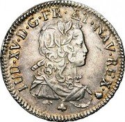 France 1/2 ECU (44 Sols) Louis XV 1721 V KM# 465.12 LUD XV D G FR ET NAV REX coin obverse