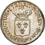 France 1/2 ECU (44 Sols) Louis XV 1721 V KM# 465.12 SIT NOMEN DOMINI V BENEDICTUM 1721 coin reverse