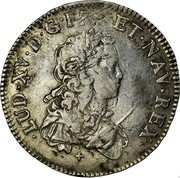 France 1/2 ECU (44 Sols) Louis XV 1721 W KM# 465.13 LUD XV D G FR ET NAV REX coin obverse France 1/2 ECU (44 Sols) Louis XV 1721 W KM# 465.13 LUD XV D G FR ET NAV REX coin obverse