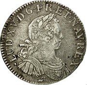 France 1/2 ECU (44 Sols) Louis XV 1725 B KM# 478.3 LUD XV D G FR ET NAV REX coin obverse France 1/2 ECU (44 Sols) Louis XV 1725 B KM# 478.3 LUD XV D G FR ET NAV REX coin obverse