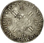 France 1/2 ECU (44 Sols) Louis XV 1725 B KM# 478.3 SIT NOMEN DOM B BENEDICT 1725 coin reverse France 1/2 ECU (44 Sols) Louis XV 1725 B KM# 478.3 SIT NOMEN DOM B BENEDICT 1725 coin reverse